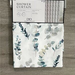 Blue and Green Leaf Shower Curtain